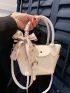 Litchi Embossed Twilly Scarf Decor Satchel Bag Pu