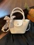 Litchi Embossed Twilly Scarf Decor Satchel Bag Pu