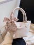 Litchi Embossed Twilly Scarf Decor Satchel Bag Pu