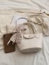 Litchi Embossed Twilly Scarf Decor Satchel Bag Pu