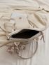 Litchi Embossed Twilly Scarf Decor Satchel Bag Pu