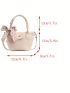 Litchi Embossed Twilly Scarf Decor Satchel Bag Pu
