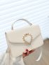 Snakeskin Embossed Flap Square Bag Fashion Heart Decor