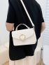 Snakeskin Embossed Flap Square Bag Fashion Heart Decor