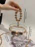 Beaded Decor Box Bag Fashion Clear