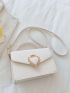Snakeskin Embossed Flap Square Bag Fashion Heart Decor