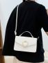 Snakeskin Embossed Flap Square Bag Fashion Heart Decor