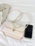 Mini Square Bag Faux Pearl Decor Flap For Daily