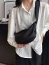 Medium Hobo Bag Black Minimalist Adjustable Strap For Daily