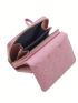 Heart Pattern Small Wallet Stitch Detail With Zipper For Daily
