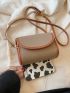 Litchi Embossed Square Bag Colorblock Flap For Daily