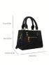 Mini Crocodile Embossed Square Bag Zipper Front Decor Double Handle For Daily