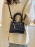 Mini Crocodile Embossed Square Bag Zipper Front Decor Double Handle For Daily