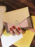 Colorblock Small Wallet Stitch Detail Credit Card Holder For Daily