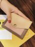 Colorblock Small Wallet Stitch Detail Credit Card Holder For Daily