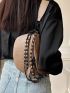 Crocodile Embossed Fanny Pack Chain Decor Adjustable Strap For Daily
