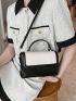 Crocodile Embossed Square Bag Colorblock Flap Top Handle For Work