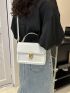 Small Square Bag Beige Flap Top Handle For Daily