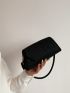 Medium Baguette Bag Crocodile Embossed Flap For Daily