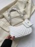 White Hobo Bag With Coin Purse Quilted Zipper PU
