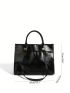 Black Top Handle Bag Minimalist Double Handle With Coin Purse