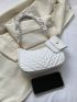 White Hobo Bag With Coin Purse Quilted Zipper PU