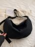 Oversized Hobo Bag With Zipper Nylon Black