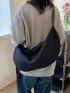 Oversized Hobo Bag With Zipper Nylon Black