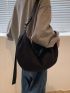 Oversized Hobo Bag With Zipper Nylon Black