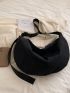 Oversized Hobo Bag With Zipper Nylon Black