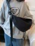 Oversized Hobo Bag With Zipper Nylon Black