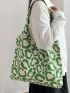 Large Shopper Bag Allover Pattern No-closure Double Handle Polyester