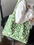 Large Shopper Bag Allover Pattern No-closure Double Handle Polyester