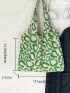 Large Shopper Bag Allover Pattern No-closure Double Handle Polyester