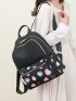 Heart Pattern Classic Backpack With Zipper Waterproof Lightweight Fashionable