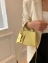 Crocodile Embossed Square Bag Gold Double Handle With Coin Purse