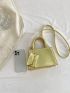 Crocodile Embossed Square Bag Gold Double Handle With Coin Purse