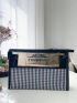 Letter & Plaid Pattern Make Up Bag Zipper Polyester