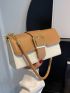Two Tone Baguette Bag Buckle Decor PU