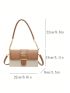 Two Tone Baguette Bag Buckle Decor PU