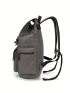 Casual Flap Backpack Two Tone PU & Canvas For Travel