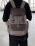 Casual Flap Backpack Two Tone PU & Canvas For Travel