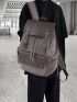 Casual Flap Backpack Two Tone PU & Canvas For Travel