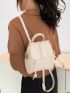 Mini Flap Backpack PU Drawstring Detail