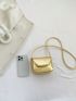 Mini Flap Square Bag Crocodile Embossed Black PU