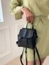 Mini Flap Backpack PU Drawstring Detail