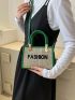 Mini Straw Bag Letter Embroidered Contrast Binding Vacation