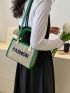 Mini Straw Bag Letter Embroidered Contrast Binding Vacation