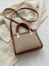Mini Straw Bag Letter Embroidered Contrast Binding Vacation