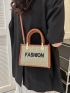 Mini Straw Bag Letter Embroidered Contrast Binding Vacation